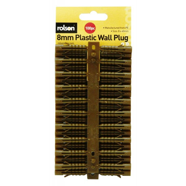 Image - Rolson Plastic Wall Plug 100 pcs. 8mm x 40mm, Brown