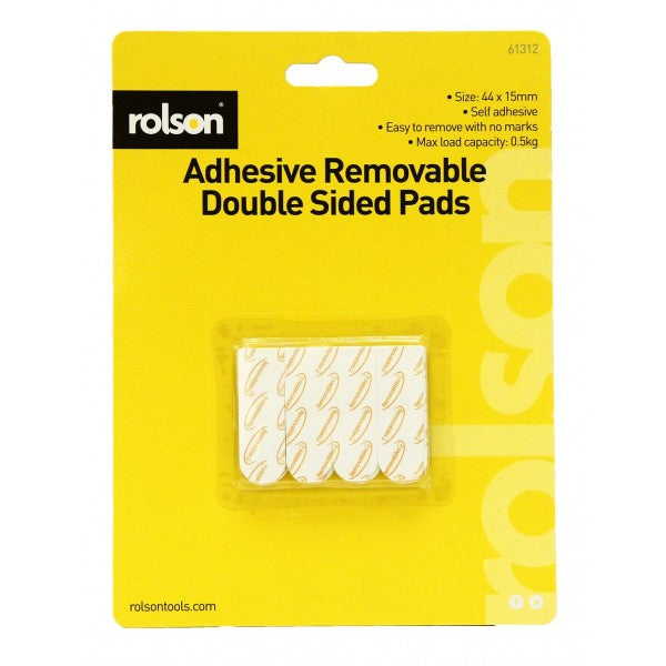 Image - Rolson Adhesive Removable Double Sided Pads, 44 x 15mm