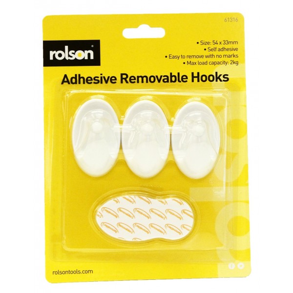 Image - Rolson Adh Rmvbl Plastic Hooks 3s