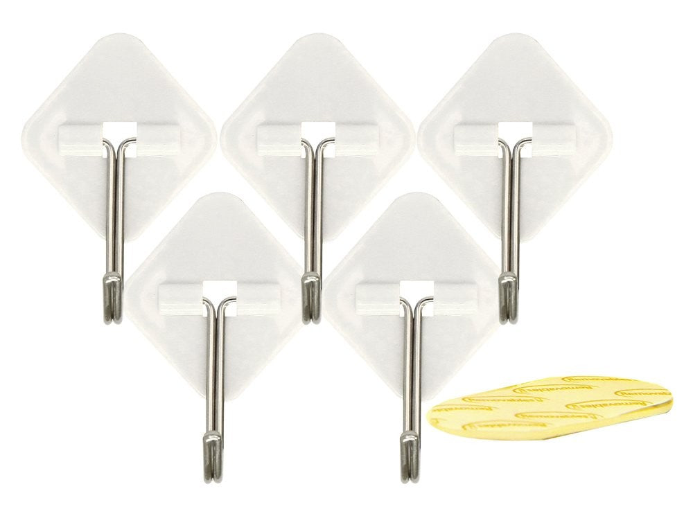 Image - Rolson® Removable Adhesive Metal Hooks, 35x31mm, 5pcs, White