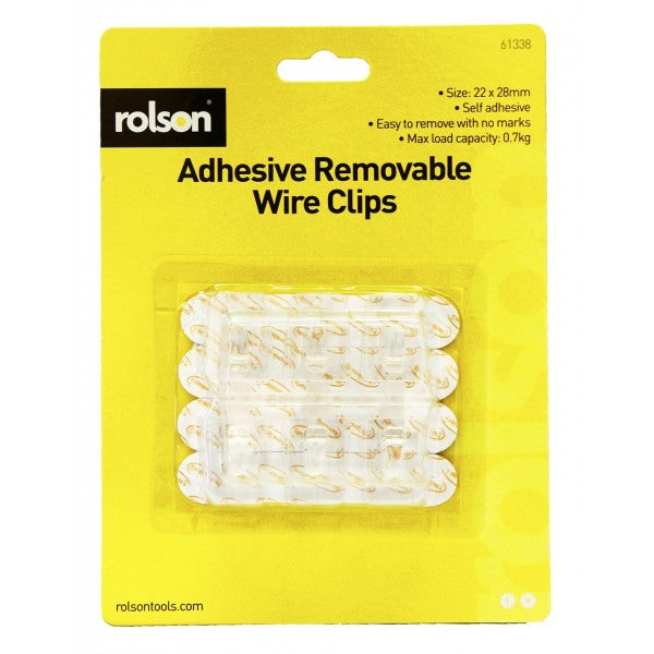 Image - Rolson Adhesive Removable Wire Clips, 22 x 28mm