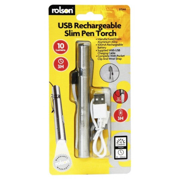 Image - Rolson USB Chargeable Aluminium Alloy Torch
