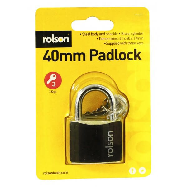 Image - Rolson® Padlock, 40mm, Black