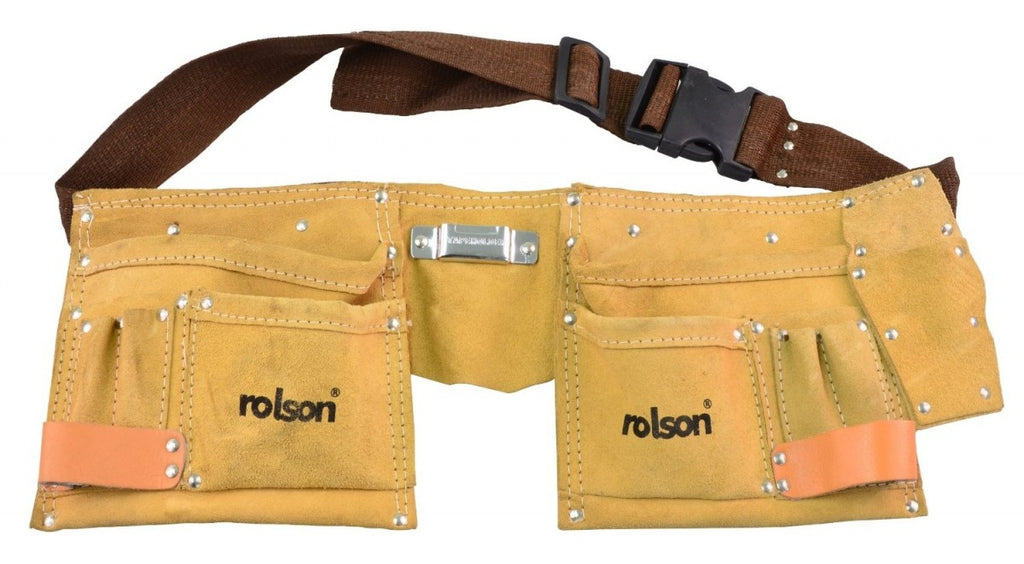 Image - Rolson Economy Double Leather Tool Pouch, 10 Pockets