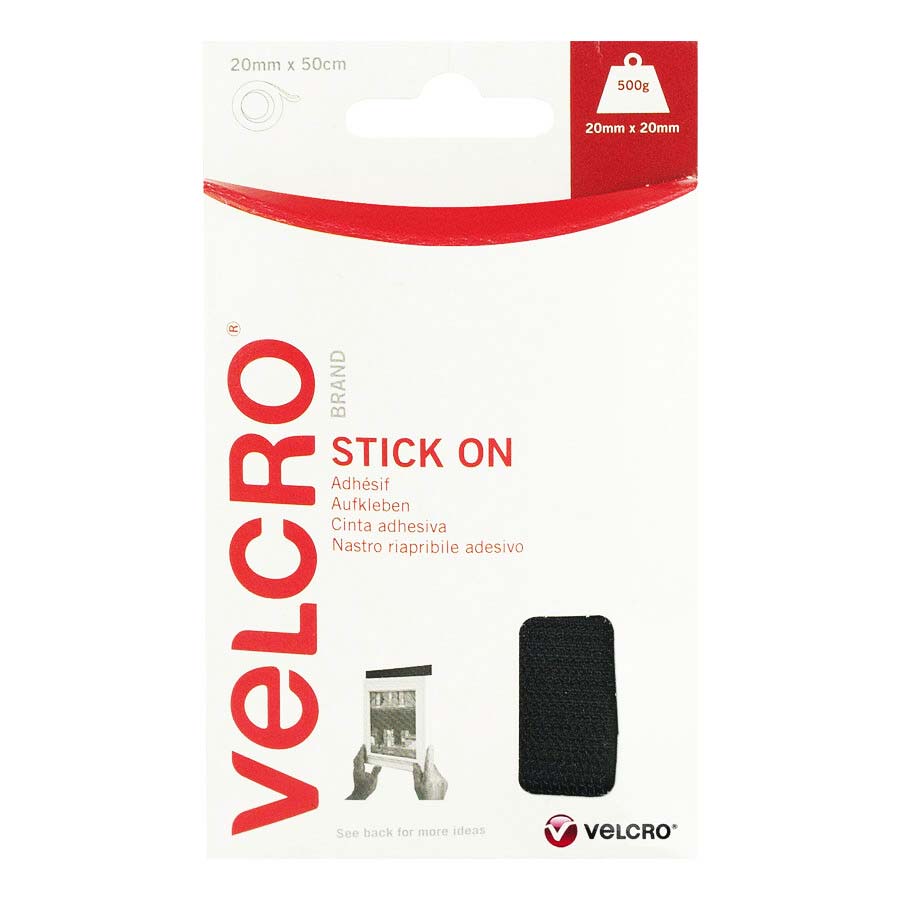 Image - Velcro Stick On, 20mm x 50cm, Black