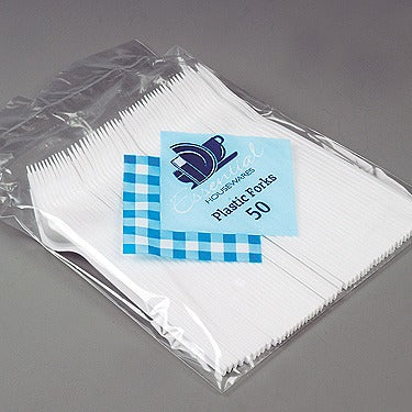 Image - Essential Housewares Plastic Forks, 50pcs, White