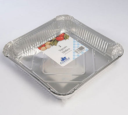 Image - Essential Housewares Square Foil Oven Dishes, 24x24cm, Pack of 3