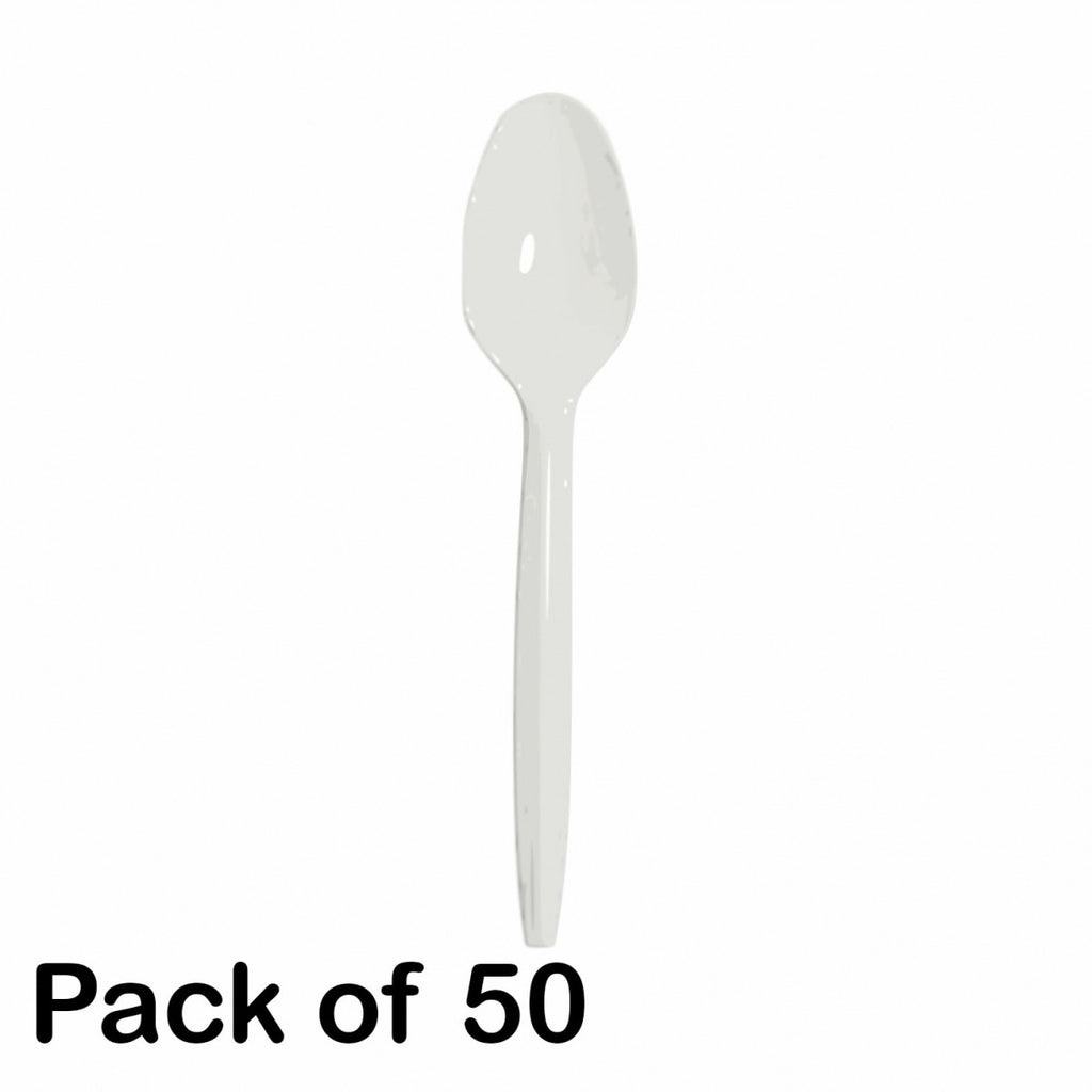 Image - Essential Housewares Plastic Spoons, White, Pack of 50