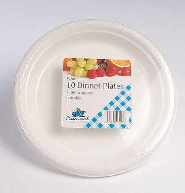 Image - Essential Housewares Round Thermo Dinner Plates, 9in, Pack of 10, White
