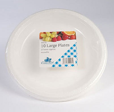 Image - Essential Housewares Large Round Thermo Plates, 10pcs, 10.25in, White