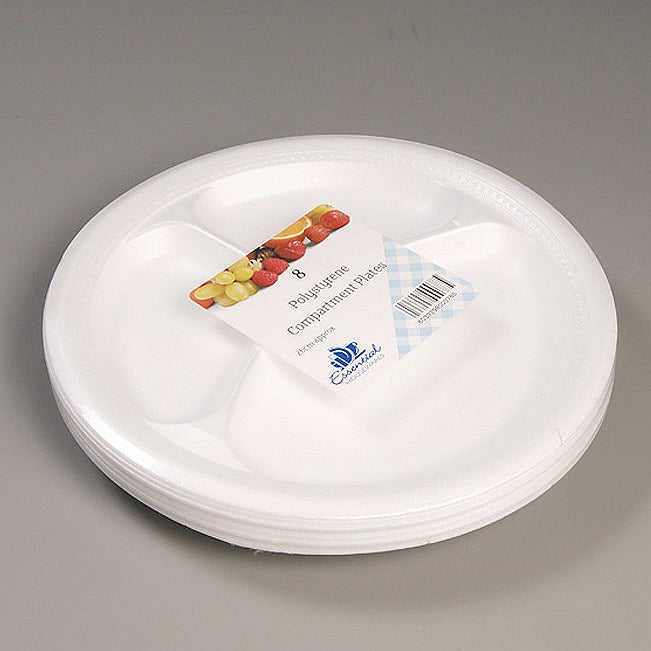 Image - Essential Housewares Disposable Round Plates, 26cm, Pack of 8, White