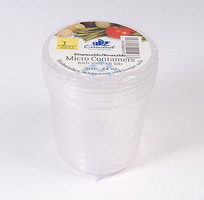 Image - Essential Housewares Round Airtight Microwave Containers with Lids, Clear, 24oz, Pack of 3