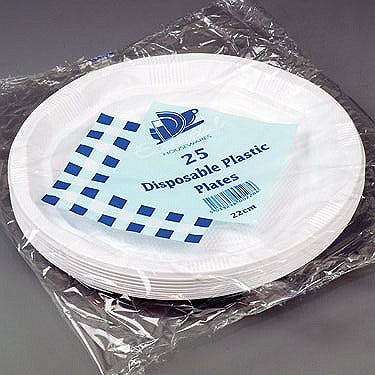 Image - Essential Housewares Disposable Plastic Plates, 22cm, 25pc, White
