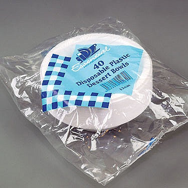Image - Essential Housewares Round Plastic Bowls, 12cm, Pack of 40, White