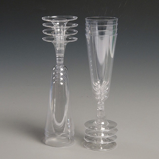 Image - Essential Housewares Plastic Champagne Flutes, 14cl, Set of 8, Clear
