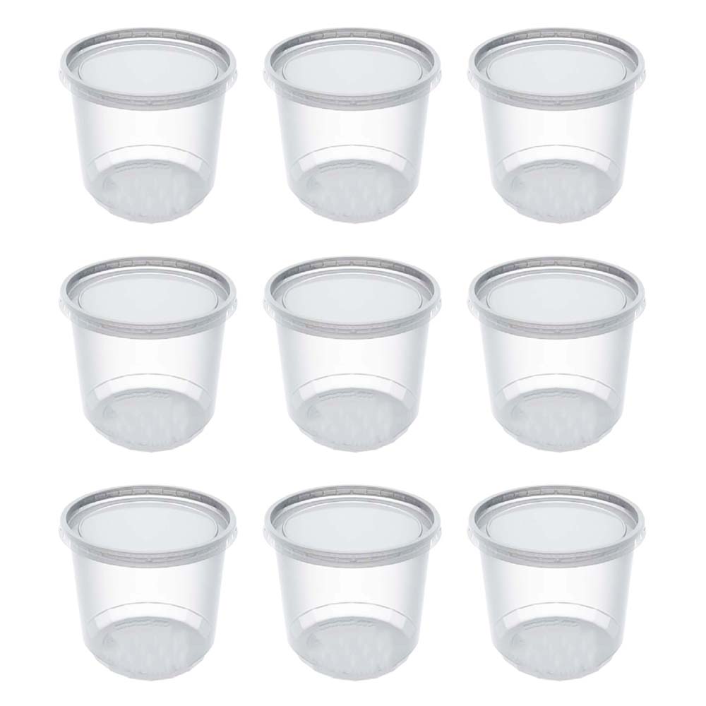 Image - Essential Housewares Round Micro Pot Containers with Lids, 110ml, 12pc, Clear