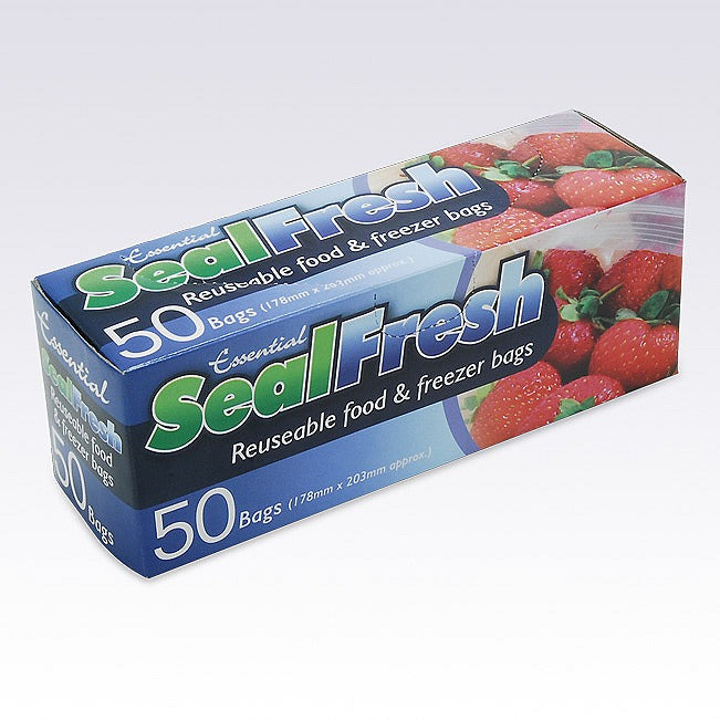 Image - Seal Fresh Food and Freezer Bags, Clear, 17.9x20.3cm, Pack of 50