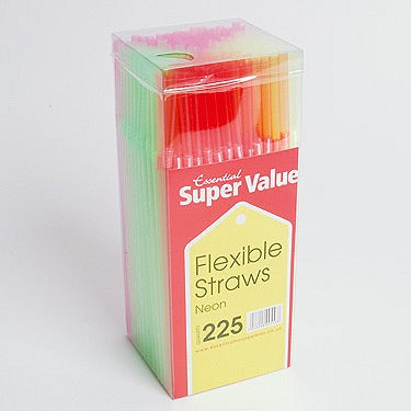 Image - Essential Housewares Flexible Neon Straws, pack of 225