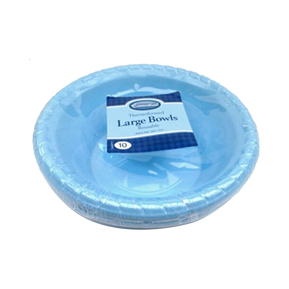 Image - Essential Housewares Thermoformed Disposable Plastic Bowls, 15cm, 12oz, Blue