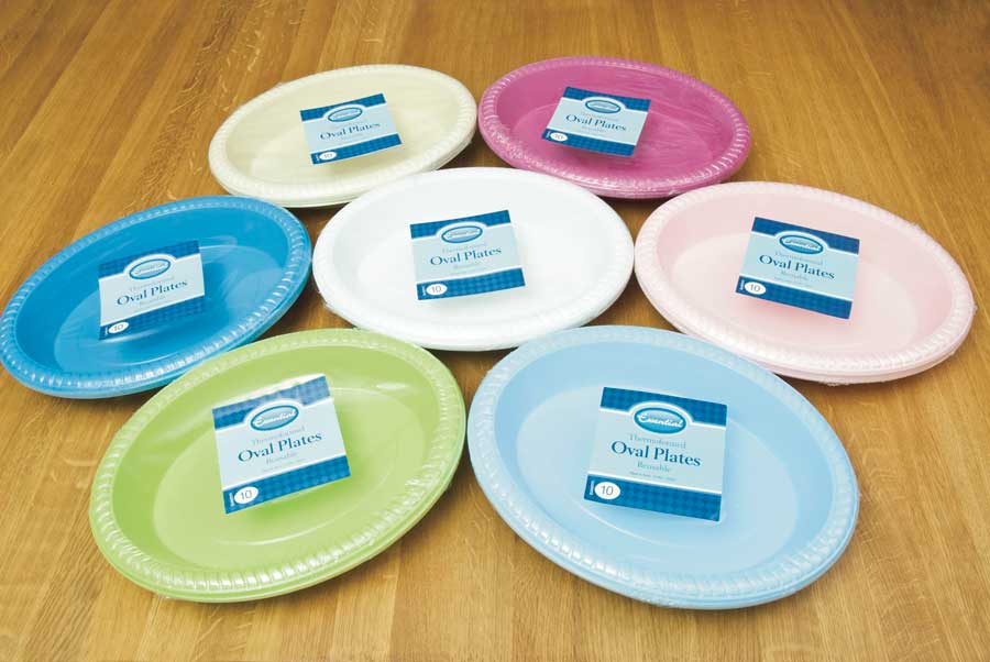 Image - Essential Housewares Thermoformed Oval Plates, 31cm, 10pcs, Purple
