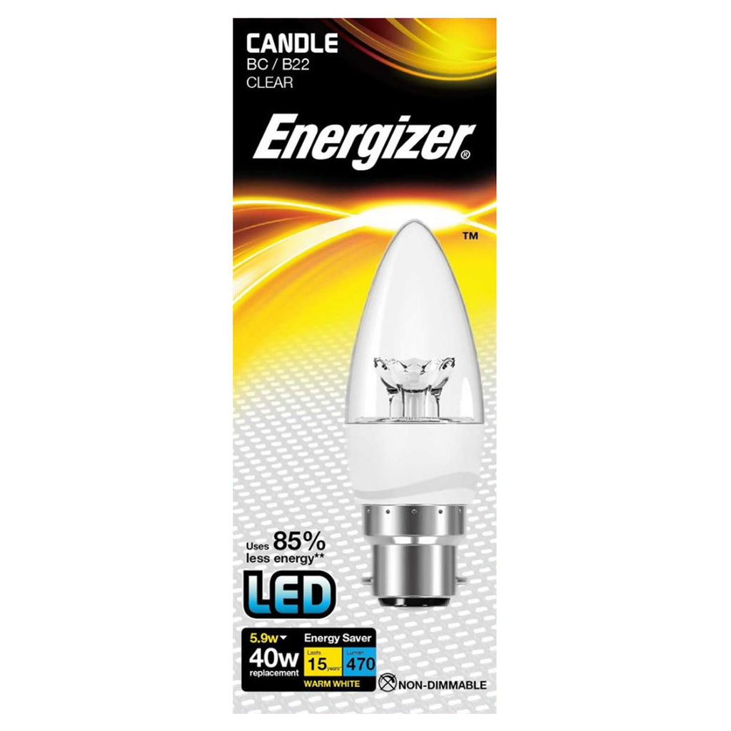 Image - Energizer® B22 LED Candle, 5.9W=40W, Clear