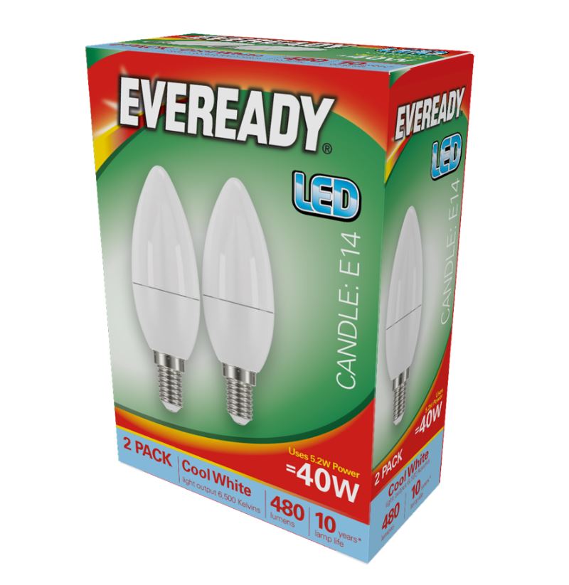 Image - Eveready LED Candle 480 Lumen Opal E14, Pack of 2