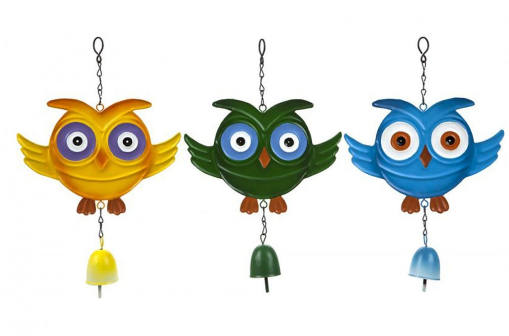 Image - Garden Owl Windchimes With Hang Tag Blue/Green/Yellow