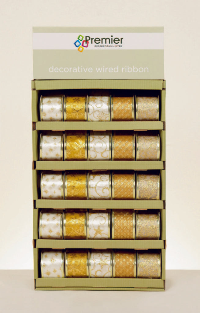 Image - Premier Decorations Ivory Gold Decorative Ribbon, Assorted