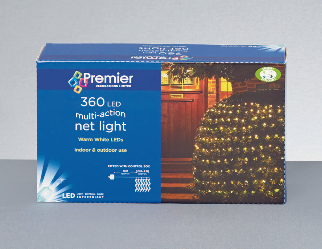 Image - Premier Decorations 360 LED Multi-Action Net Lights, Warm White