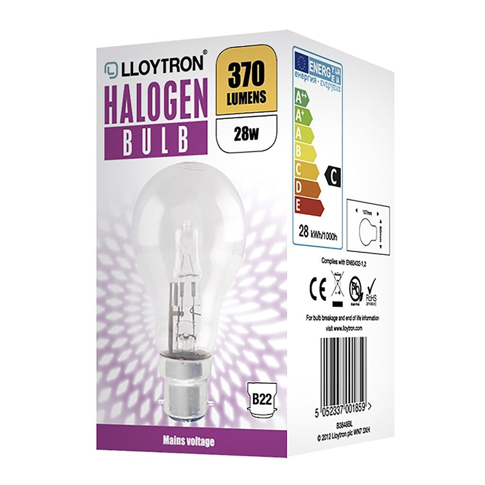 Image - Lloytron Halogen Incandescent Bulb, B22, 28w