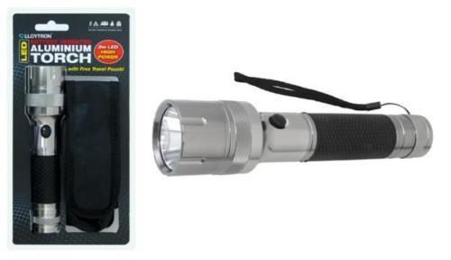 Image - Lloytron Battery Operated Aluminum LED Torch With Free Travel Pouch, Grey