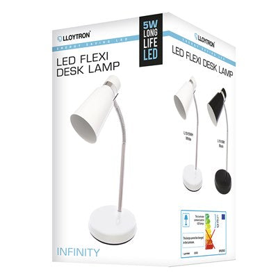 Image - Lloytron LED Infinity Flexi Desk Lamp, White, 5W