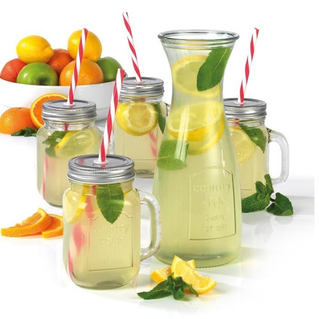 Image - Giles & Posner 1 Litre Decanter with Set of 4 Glass Jars