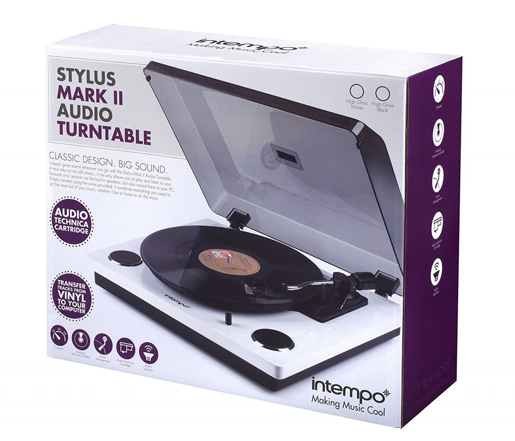 Image - Intempo Stylus Mark II Turntable Record Player, White