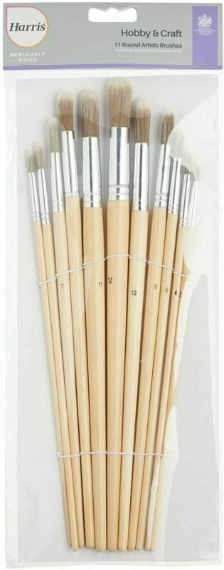 Image - Harris Artist Paint Brushes Round, 11pcs, Cream