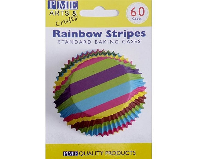 Image - PME Rainbow Stripes Baking Cups, Pack of 60, Multicolour