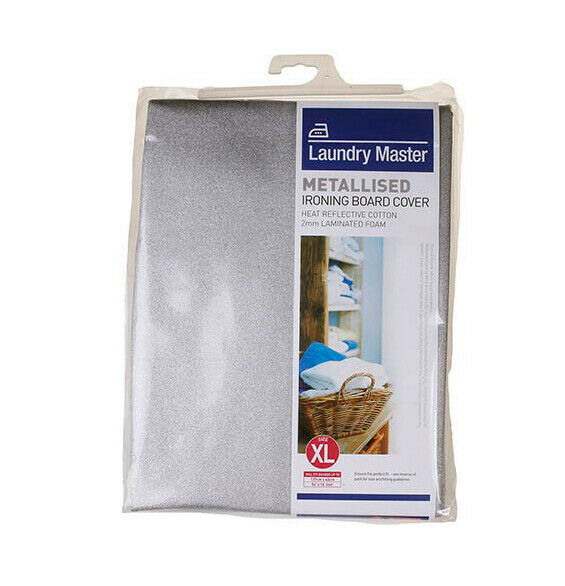 Image - Pendeford Laundry Master Metallised Ironing Board Cover, 137x40cm, Grey
