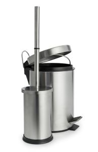 Image - Blue Canyon Stainless Steel Pedal Bin and Brush Set, Silver