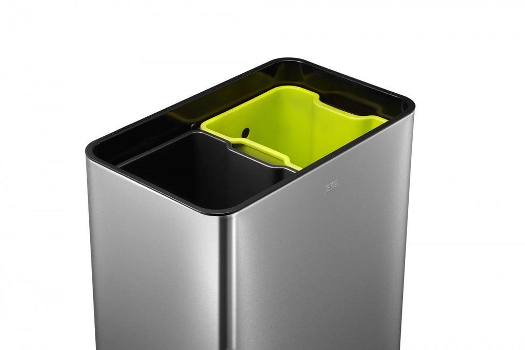 Image - Eko Tina Touch Pro Recycling Bin, 20+20L, Brushed Stainless Steel