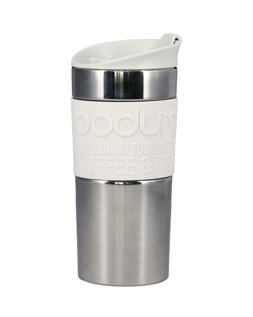 Image - Bodum Vacuum Travel Press Set Stainless Steel Coffee Maker with Extra Lid, Small, 0.35L (12oz), Off White