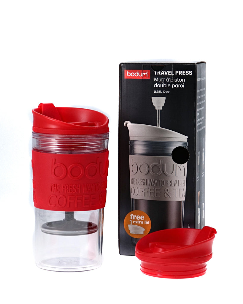 Image - Bodum Travel Press Coffee Maker with Free Lid, 0.35L (12oz), Red