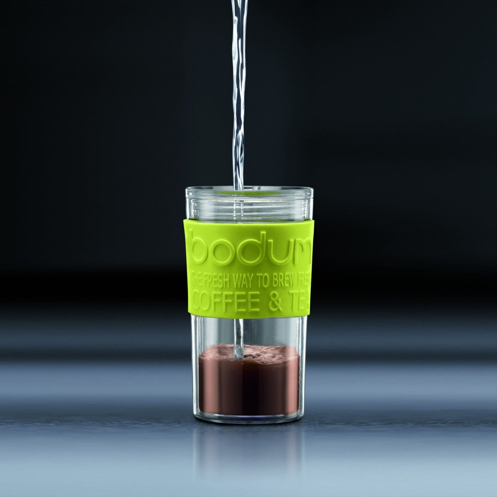 Image - Bodum Travel Press Set Coffee Maker with Extra Lid, 0.35L (12oz), Off-White/Transparent