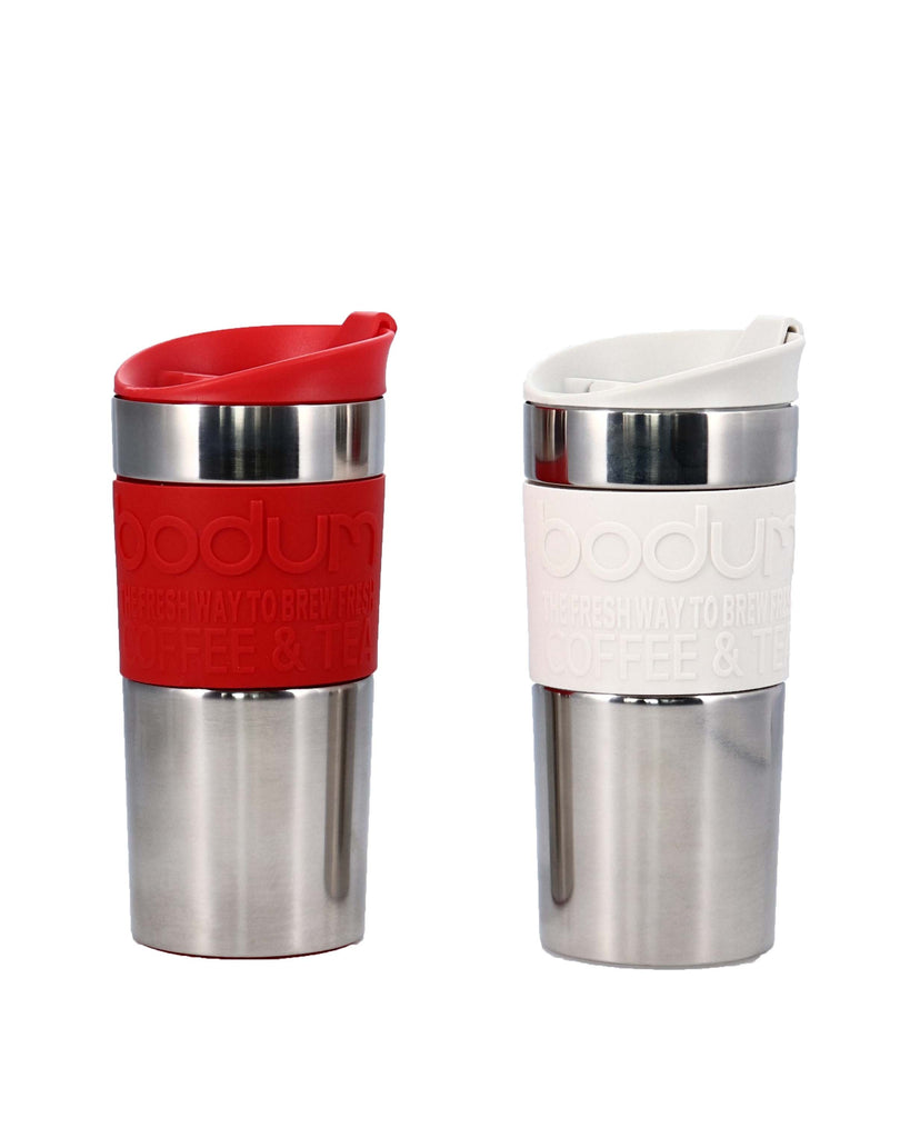 Image - Bodum Stainless Steel Travel Press Coffee Maker Set with Extra Lid, 0.35L (12oz), Red