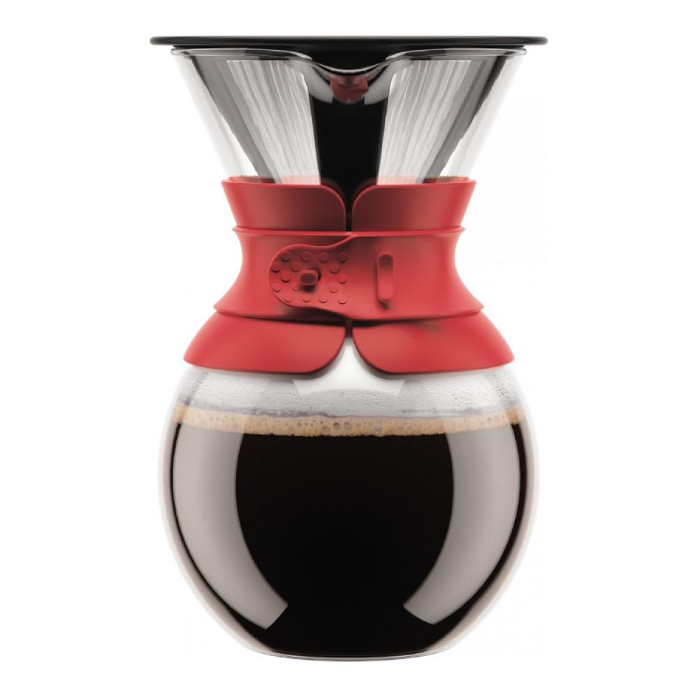 Image - BODUM Pour Over Coffee Maker with Filter, Red, 1.0 Litre