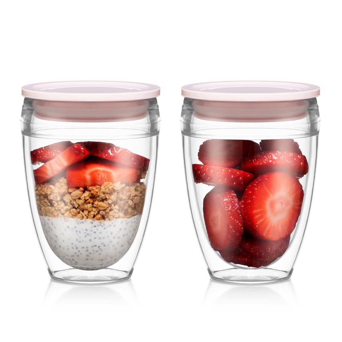 Image - Bodum PAVINA TO GO 2 pcs Double Wall Tumbler, 0.3L, 10oz with Lid, Strawberry