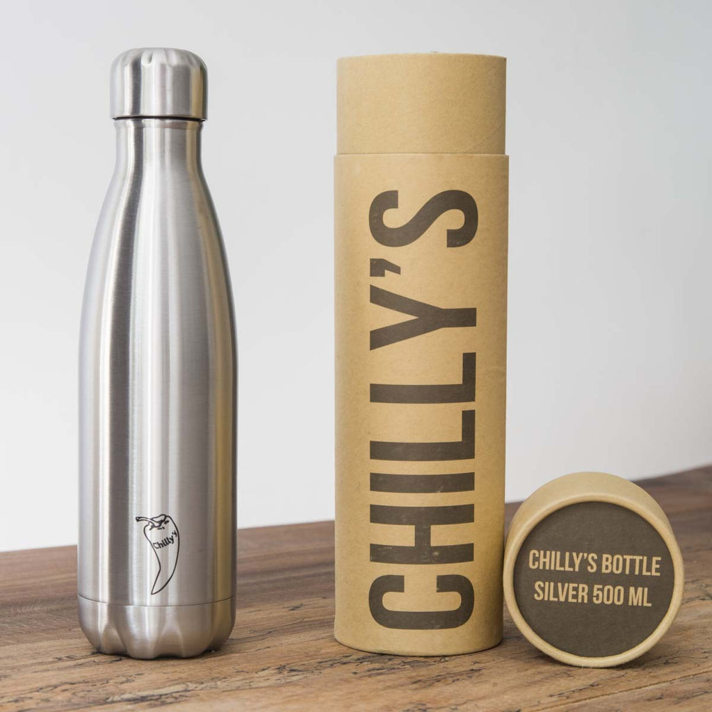 Image - Chilly's Bottles Chilly's Metal Stainless Steel Water Bottle, Silver, 500ml