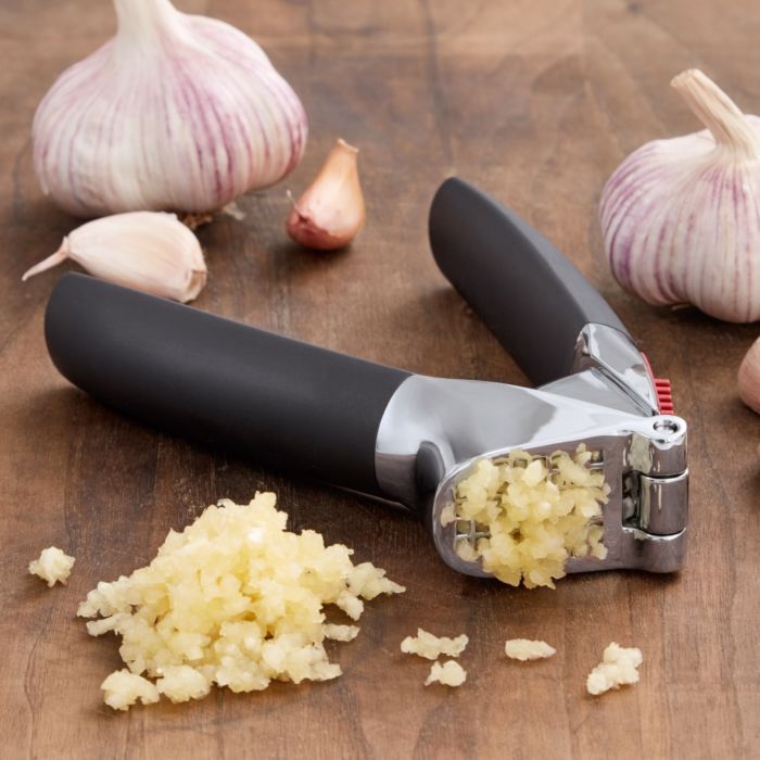 Image - OXO Good Grips Garlic Press, Black/Red