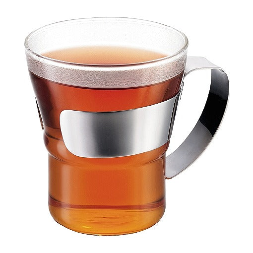 Image - Bodum ASSAM 2 pcs Tea Glass with Steel Handle, Small, 0.3L, 10oz