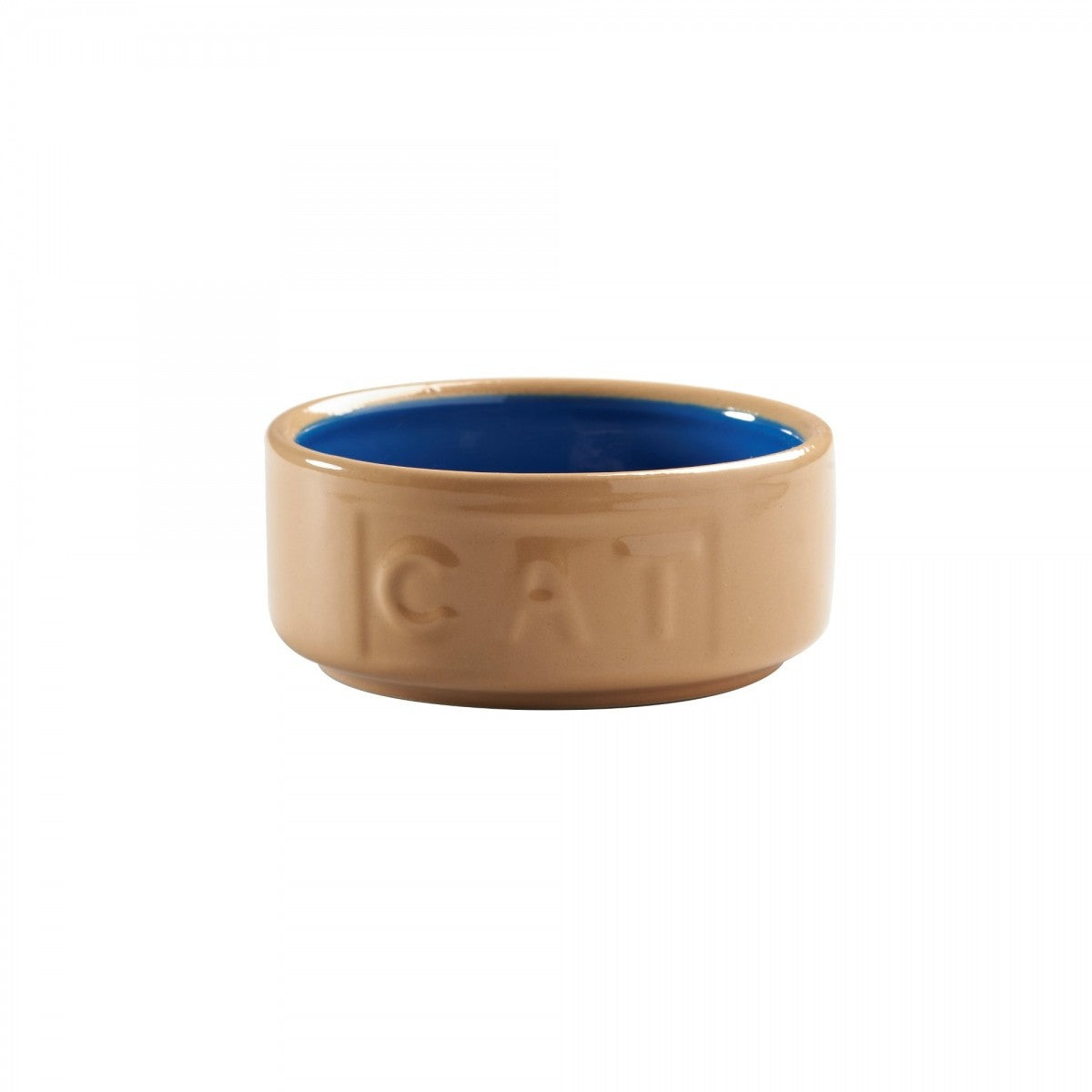 Mason Cash Lettered Cat Bowl, Cane & Blue, 13cm