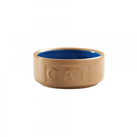 Mason Cash Lettered Cat Bowl, Cane & Blue, 13cm